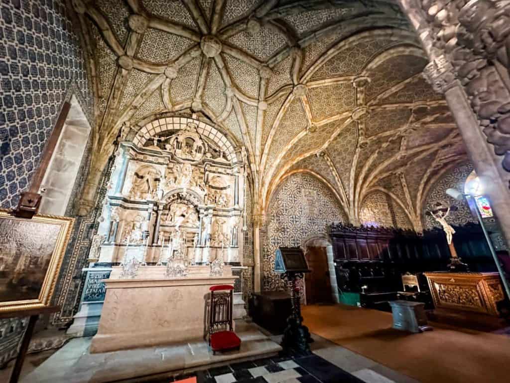 Chapel at Pena Palace with ornate ceiling and tiles