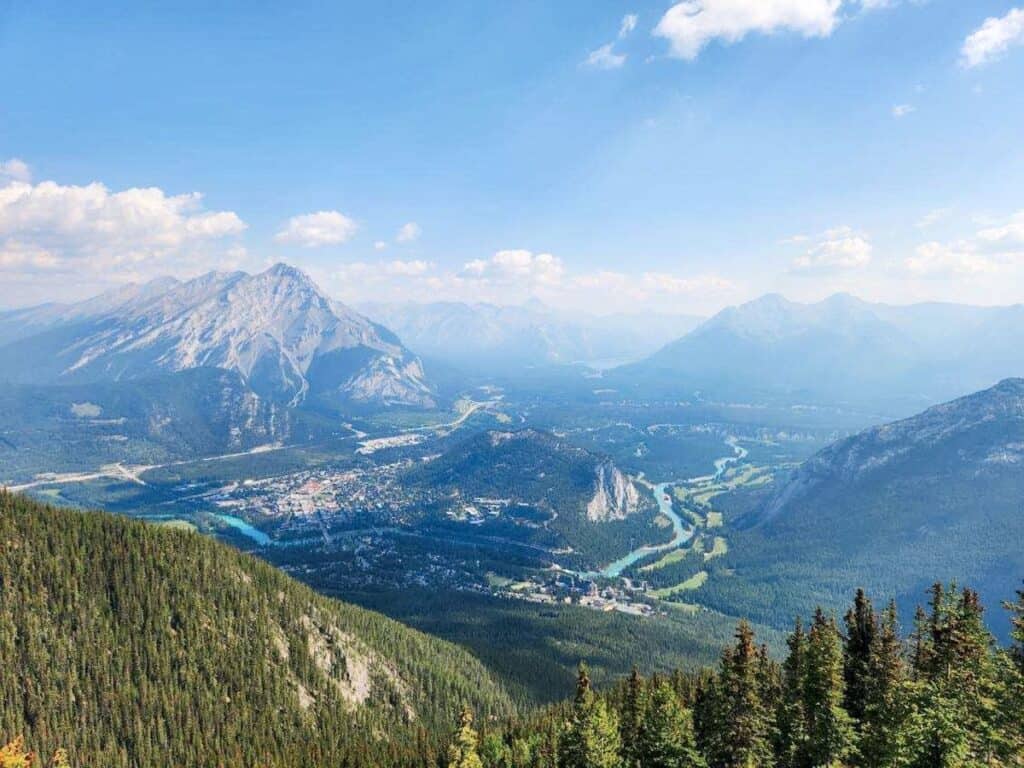 View of downtown Banff from Sulpher Mountain summit