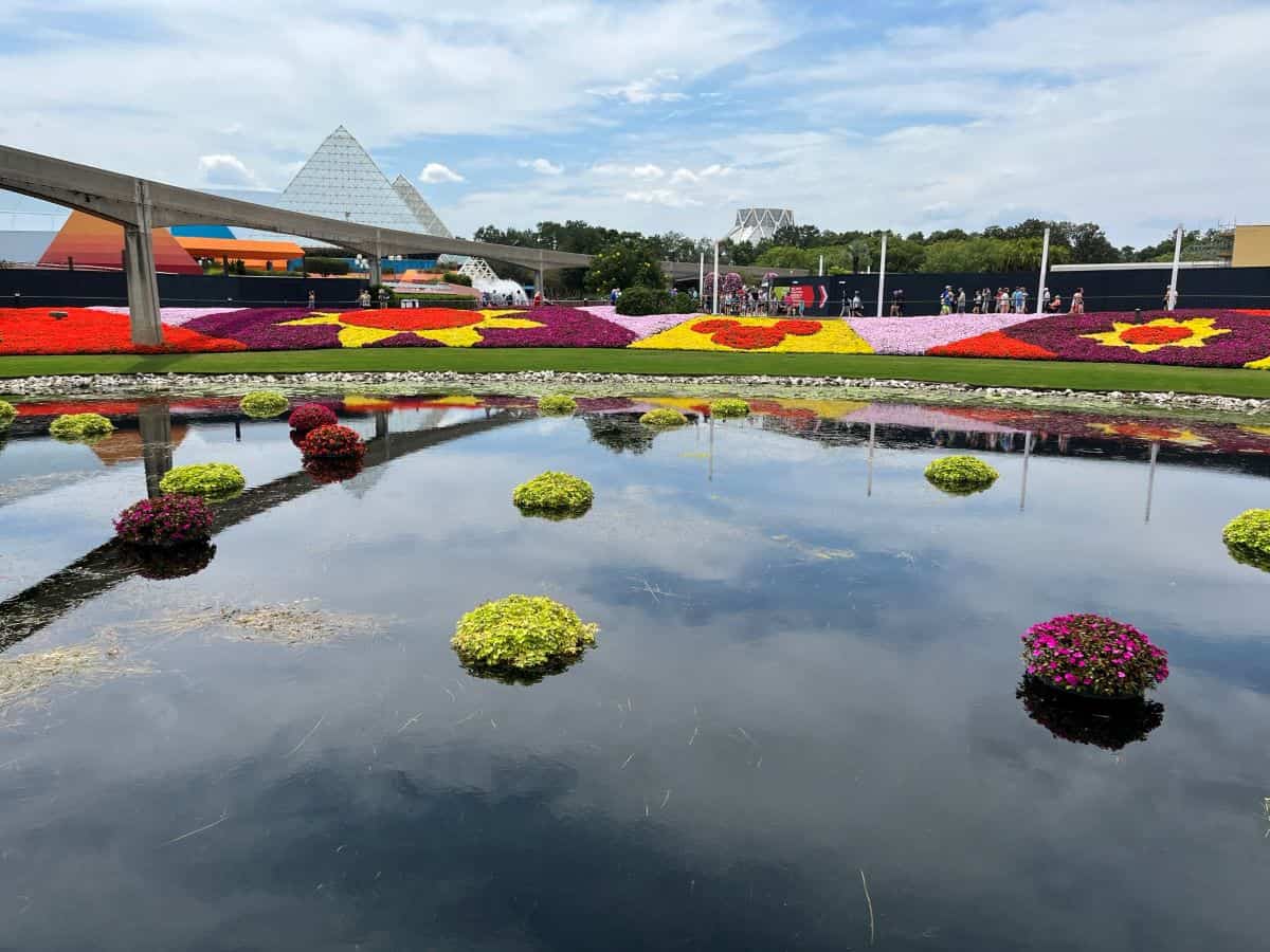 Cloud reflecting off pond at Epcot at Walt Disney World